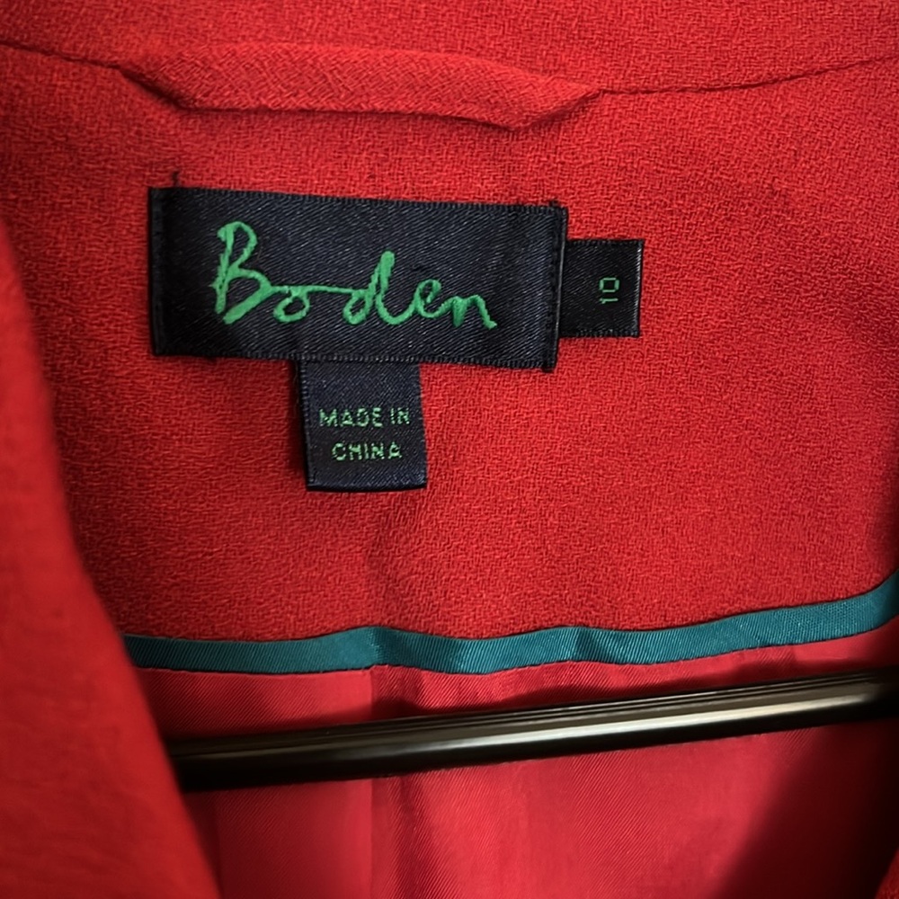 Boden Red Coat Classic Style - Picture 3 of 9